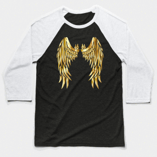 Gold Angel Wings Baseball T-Shirt